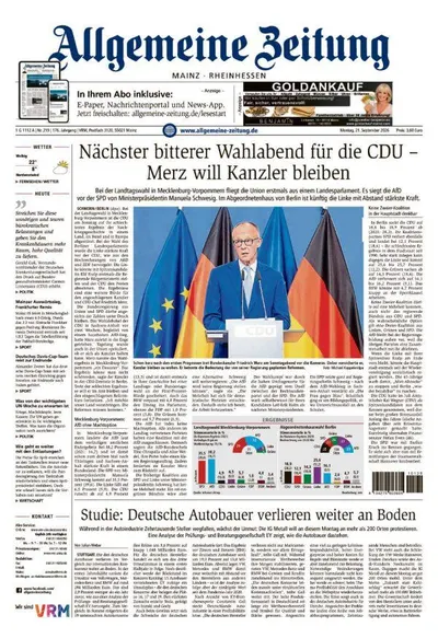 Allgemeine Zeitung Mainz - Rheinhessen 2026-09-21