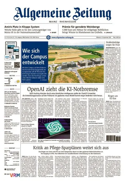 Allgemeine Zeitung Mainz - Rheinhessen 2026-09-30